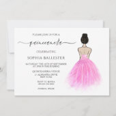 Blush Pink Gown Dress Script Quinceanera Party Kaart (Achterkant)