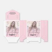 Blush Pink Gradient Foto Verjaardag Bedankdoosjes (Uitgevouwen)