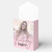 Blush Pink Gradient Foto Verjaardag Bedankdoosjes (Geopend)