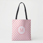 Blush Pink Gradient Polka Dots Monogram Draagtas (Voorkant)
