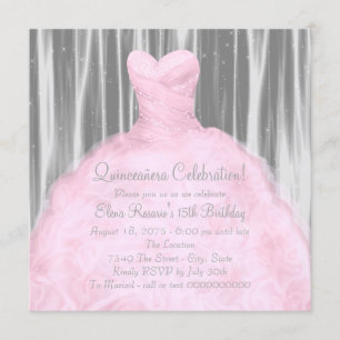 Blush Pink Gray Quinceañera Kaart