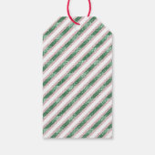 Blush Pink Green Glitter Stripes Christmas Cadeaulabel (Achterkant)