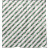 Blush Pink Green Glitter Stripes Christmas   Douchegordijn (Voorkant)