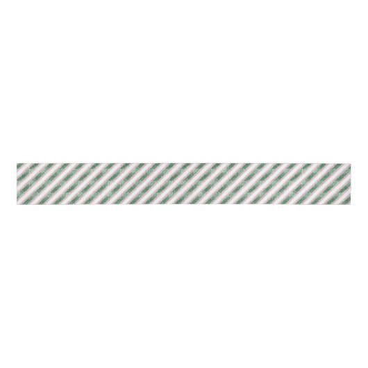 Blush Pink Green Glitzy Glitter Stripes Christmas Grosgrain Lint (Voorkant)