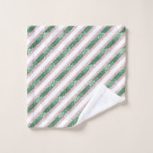 Blush Pink Green Glitzy Stripes Christmas (Gant de toilette)