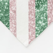 Blush Pink Green Glitzy Stripes Christmas Fleece Deken (Hoek)