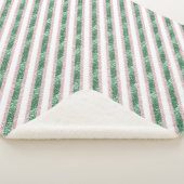 Blush Pink Green Glitzy Stripes  Sherpa Deken (3/4)