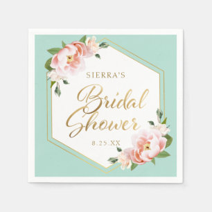 Blush Pink Green Gold Geometric Vrijgezellenfeest Servet