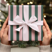 Blush Pink & Green Stripe Cadeaupapier