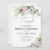 Blush Pink Greenery Engagement Party Uitnodiging (Voorkant)