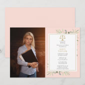 Blush Pink Greenery Law School Afstuderen Foto Kaart (Voorkant / Achterkant)