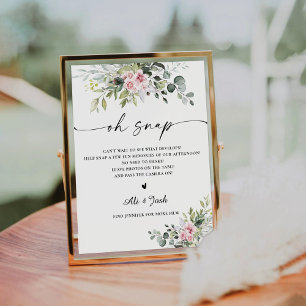 Blush Pink Greenery Oh Snap Sign Reclamebord Met Voetstuk