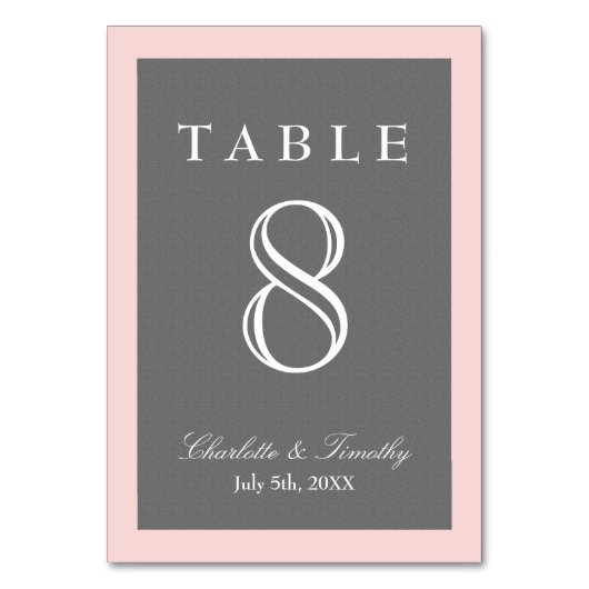 Blush Pink & Grey Elegant Kaart (Voorkant)