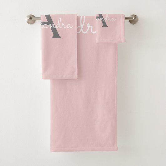 Blush Pink Grey Modern Script Girly Monogram (En situation)