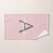 Blush Pink Grey Modern Script Girly Monogram (Serviette à main)