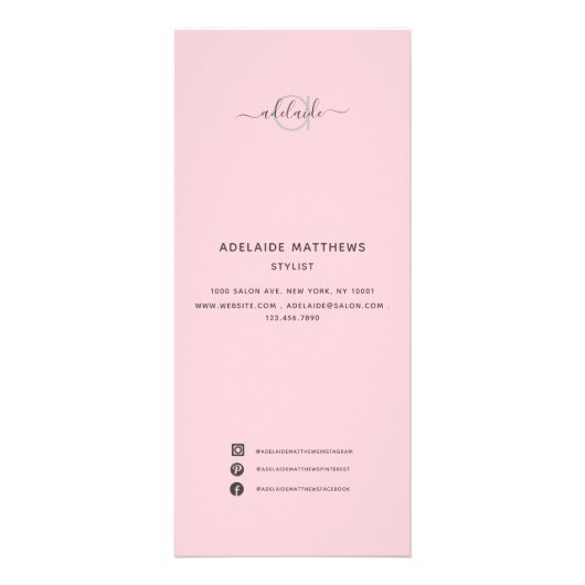 Blush Pink Hair Salon Makeup Artist Service Menu (Voorkant)