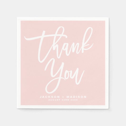 Blush Pink Hand Lettered Script Bedankt Servet (Voorkant)