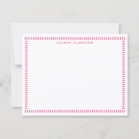 Blush Pink Hand Painted Stripe Border Note card Kaart (Voorkant)