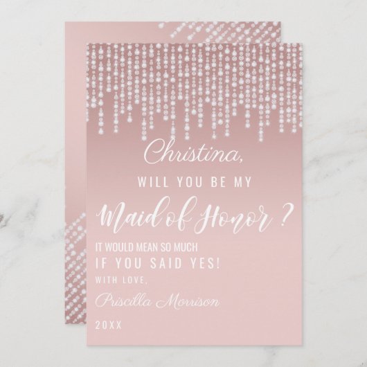 Blush Pink Hanging Diamond Lights Schat van eer Kaart (Voorkant / Achterkant)