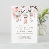 Blush Pink Hanging Mason Jars Wedding Kaart (Staand voorkant)