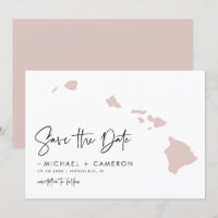 Blush Pink Hawaii Map Modern minimalistisch script
