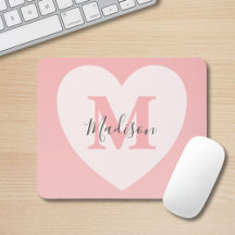 Blush Pink Heart Aangepaste Monogram Naam