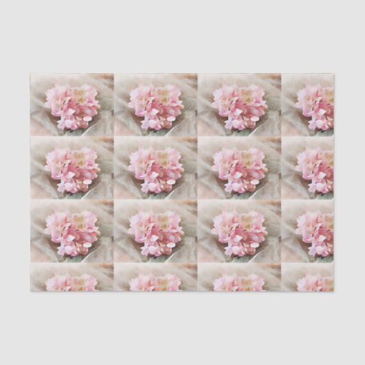 Blush Pink Heart Hydrangea Tiles voor ontkoppeling Tissuepapier (Voorkant)