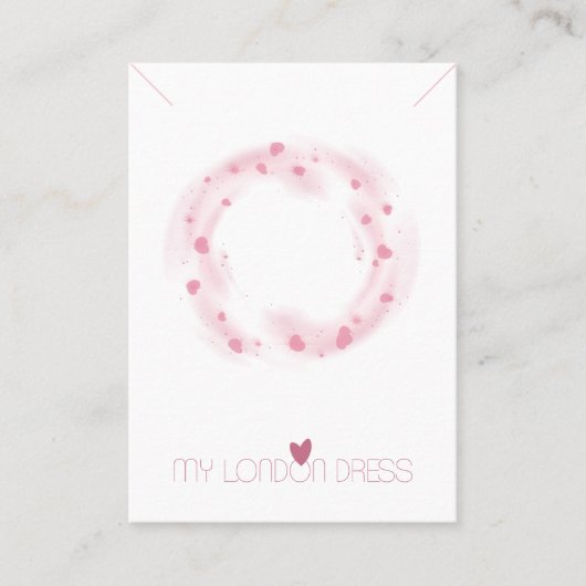 BLUSH PINK HEARTS WATERVERF STUD EARRING DISPLAY VISITEKAARTJE (Voorkant)