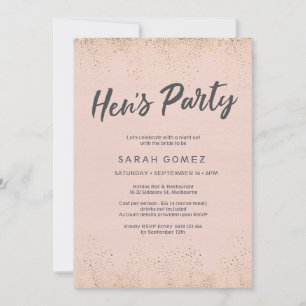 Blush Pink Hen's Party Invitation Kaart