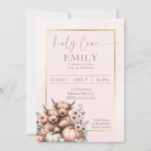 Blush Pink Holy Koe Girl Baby Kaart