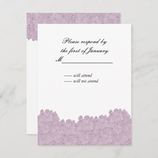 Blush Pink Hydrangea Reply Kaart (Voorkant / Achterkant)