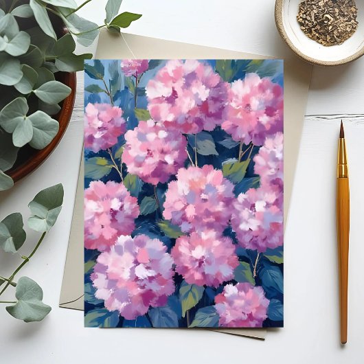 Blush Pink Hydrangeas Floral Briefkaart