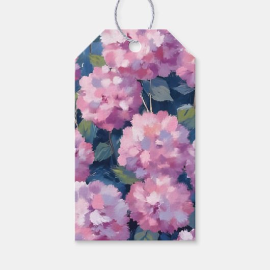Blush Pink Hydrangeas Floral Cadeaulabel (Voorkant)