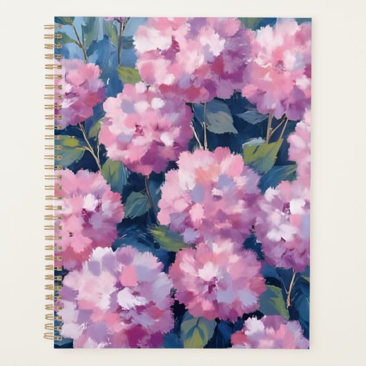 Blush Pink Hydrangeas Floral Watercolor Planner (Voorkant)