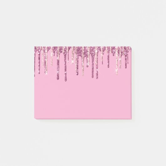 Blush Pink Ice Cream Glitter Drips Verjaardag Post-it® Notes (Voorkant)