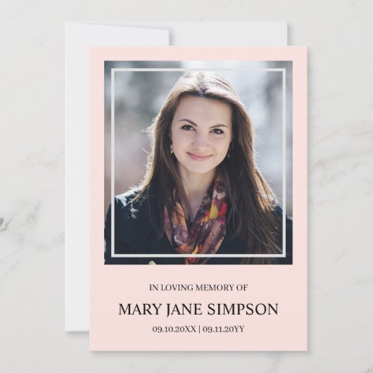 Blush PInk in liefhebbend geheugen Funeral Photo (Voorkant)