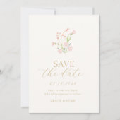 Blush Pink & Ivoor Wildflower Wedding Save The Date (Voorkant)