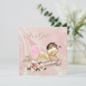 Blush Pink Ivory Baby shower Kaart (Staand voorkant)