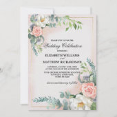 Blush Pink Ivory Floral Waterverf Wedding Kaart (Voorkant)