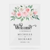 Blush Pink Ivory Floral Wedding Welcome Acryl Bord (Voorkant)