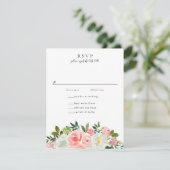 Blush Pink & Ivory Roos Garland RSVP Kaartje (Staand voorkant)