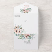 Blush Pink & Ivory Waterverf Floral Wedding All In One Uitnodiging (Buitenkant)