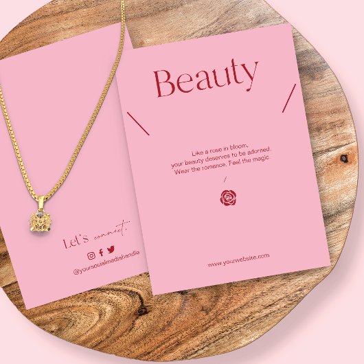 Blush Pink Jewelry Necklace Display Card Visitekaartje