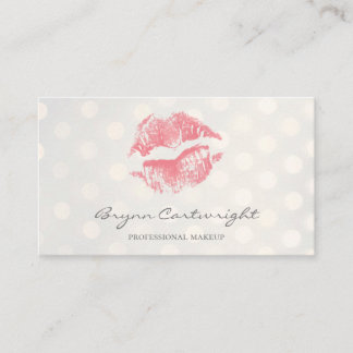 Blush Pink Kiss Lips met Golden Bokeh Stippen Make Visitekaartje