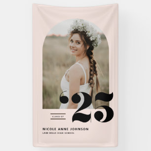 Blush Pink Klasse van 2025 Arch Photo Afstuderen Spandoek