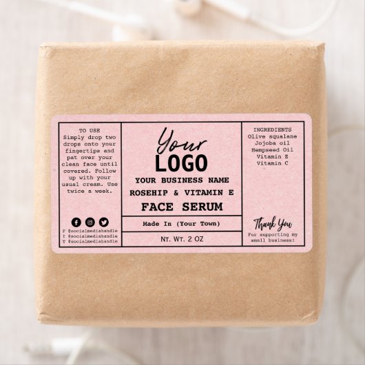 Blush Pink Kraft Paper Rosehip Serum Labels (Insitu)