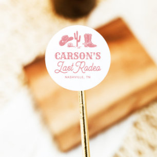 Blush Pink Laatste Rodeo Cowgirl vrijgezellenfeest Ronde Sticker