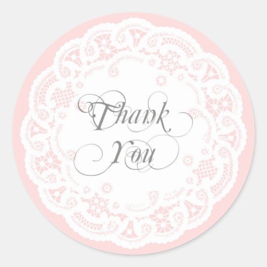 Blush Pink Lace Doily Dank u Stickers (Voorkant)