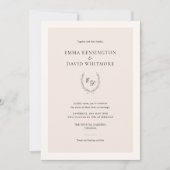 Blush Pink Laurel Krans Elegante bruiloft Kaart (Voorkant)