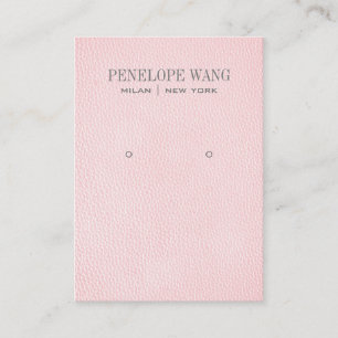 Blush Pink Leather Look Sieraden Oorbel display Visitekaartje
